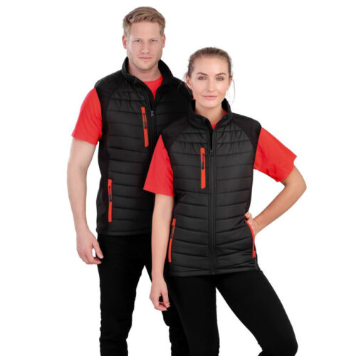 Black compass padded softshell gilet